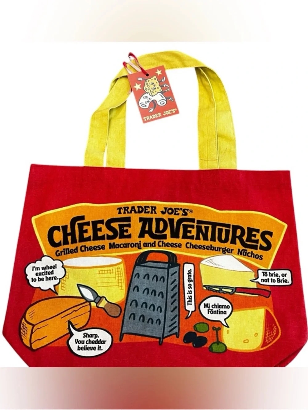 NWT Trader Joe's Limited Edition Tote Bag Cheese Adventures Heavy Duty & Large